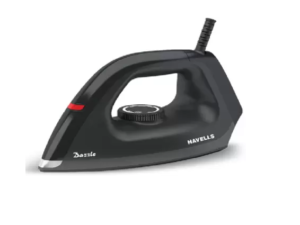 Havells Plastic Dazzle 1100W Dry Iron Press German Technology Non Sick Coated Sole Plate, 2 Yrs Warranty (Black), 1100 Watts